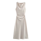Women's Dress | A-Line | Sleeveless | Spring - Beige