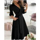 Women's Dress | Butterfly Print | Wrap | Summer - Black
