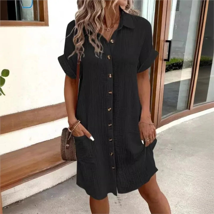 Women's Dress | Collared | Knee-Length | Summer - Black