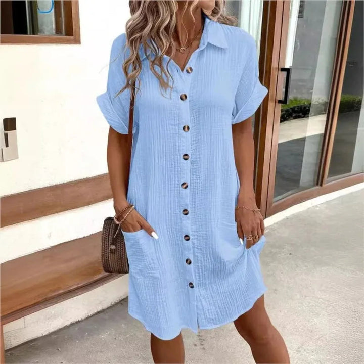 Women's Dress | Collared | Knee-Length | Summer - Blue