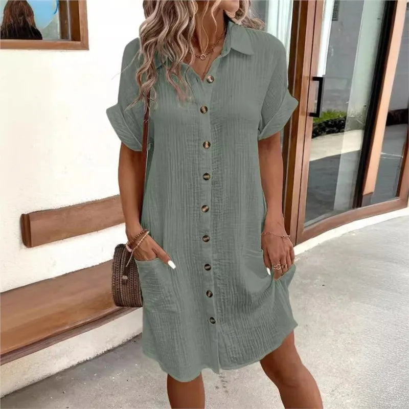 Women's Dress | Collared | Knee-Length | Summer - Green