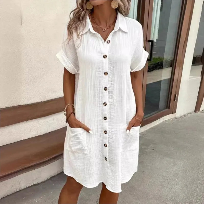 Women's Dress | Collared | Knee-Length | Summer - White