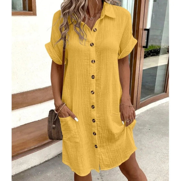 Women's Dress | Collared | Knee-Length | Summer - Yellow