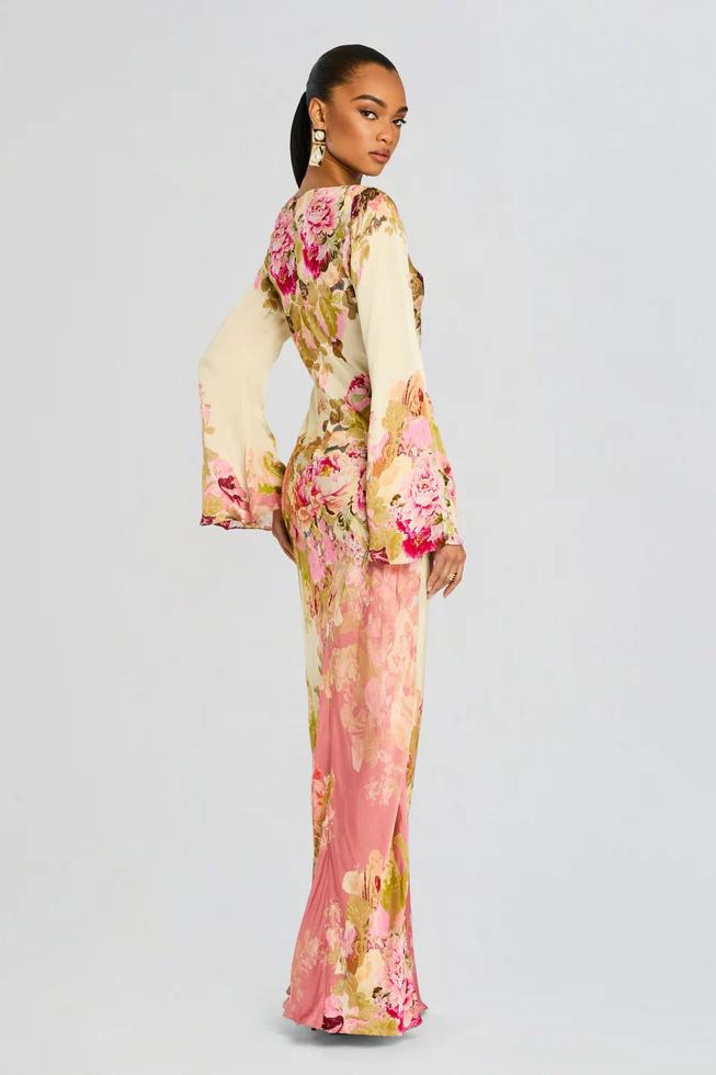 Women's Dress | Elegant Floral Maxi | Long Sleeve | Summer