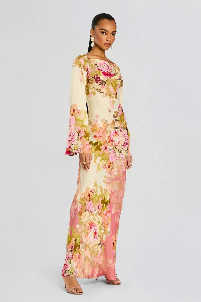 Women's Dress | Elegant Floral Maxi | Long Sleeve | Summer