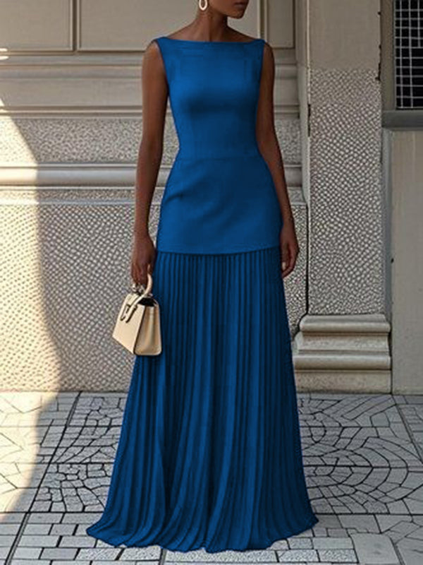 Women's Dress | Elegant Pleated Maxi | Summer