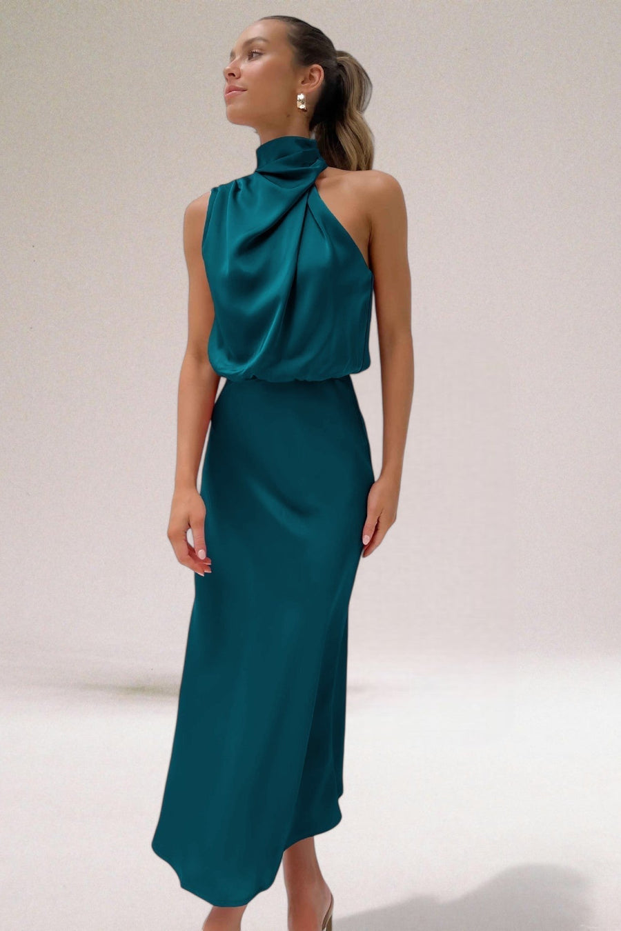 Women's Dress | Elegant Sleeveless | A-Line Maxi | Summer - Aqua