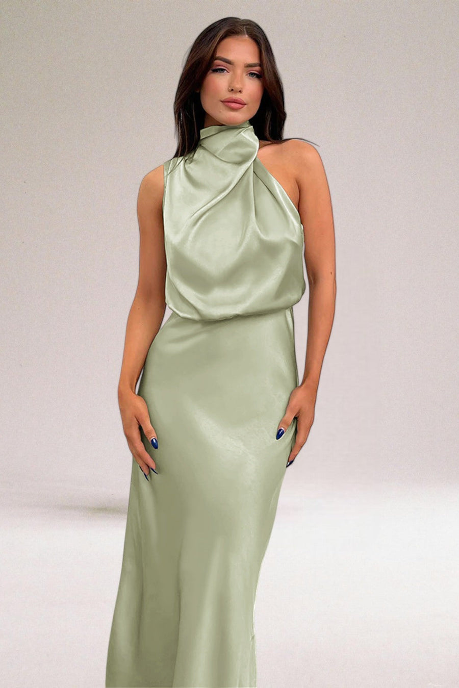 Women's Dress | Elegant Sleeveless | A-Line Maxi | Summer - Sage