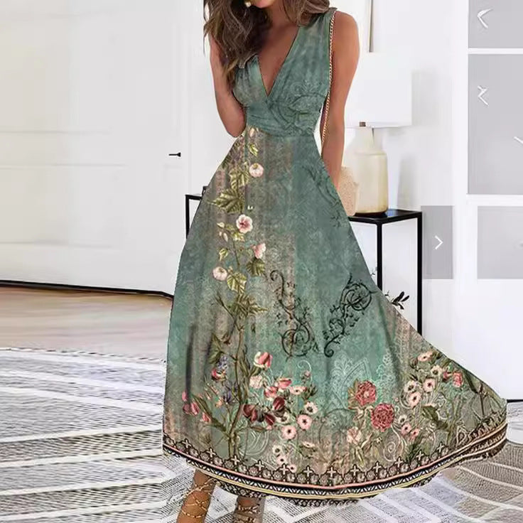 Women's Dress | Elegant | Sleeveless A-Line | Summer - Peacock Blue