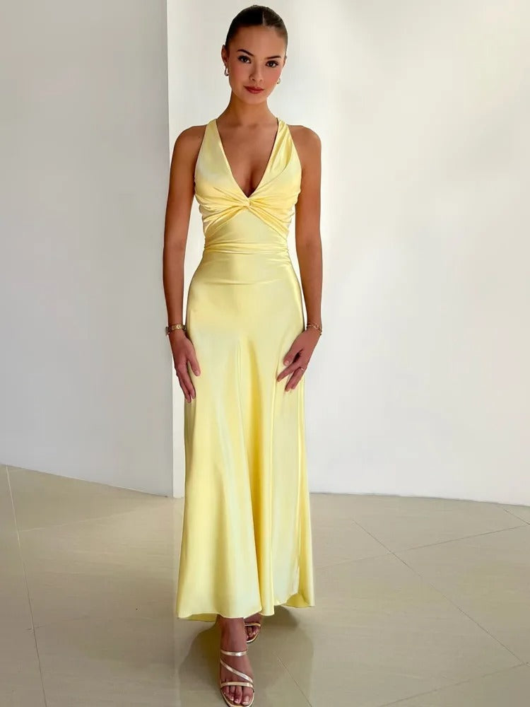 Women's Dress | Elegant Sleeveless | Deep Neckline | Summer