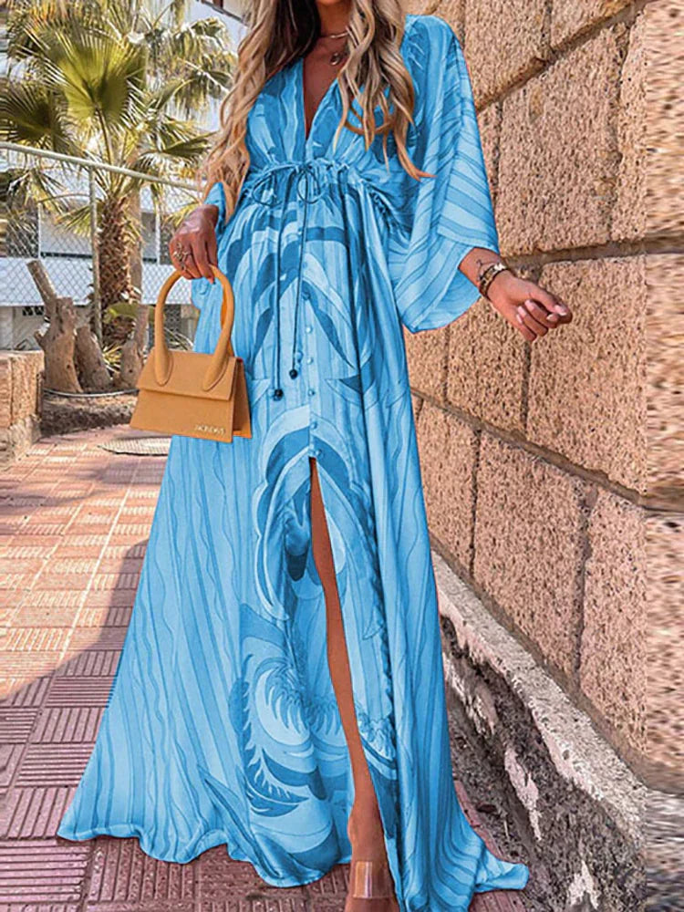 Women's Dress | Elegant | Slit | Summer - Blue