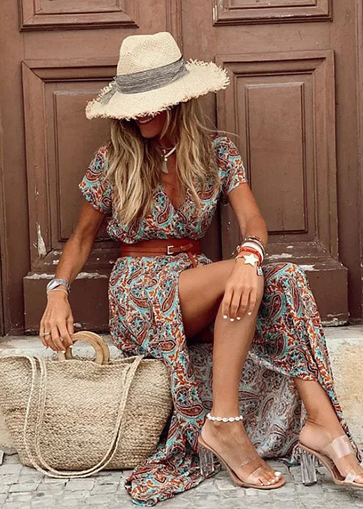 Women's Dress | Elegant V Neck Maxi | Summer