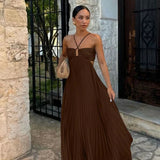 Women's Dress | Flared | Sleeveless | Summer - Mocha