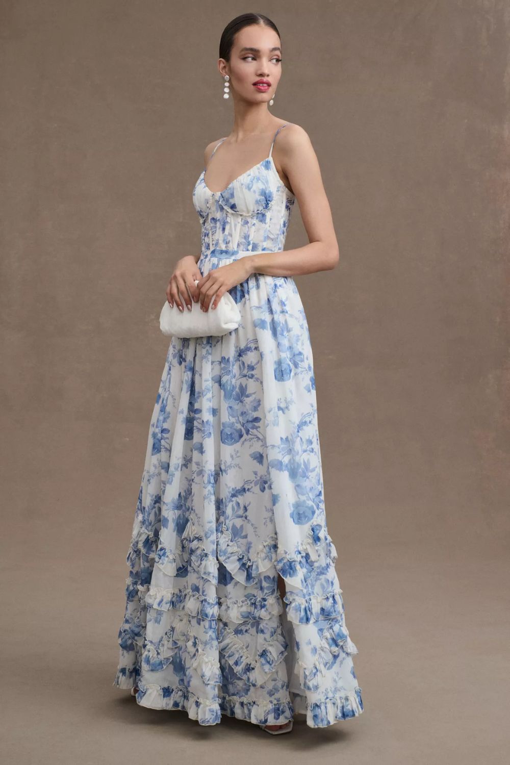 Women's Dress | Floral Print Maxi | Sleeveless | Summer - Blue