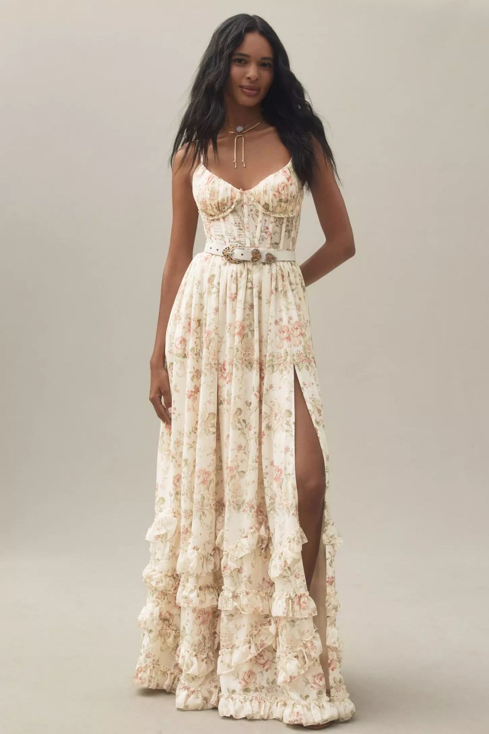 Women's Dress | Floral Print Maxi | Sleeveless | Summer - Pale Yellow