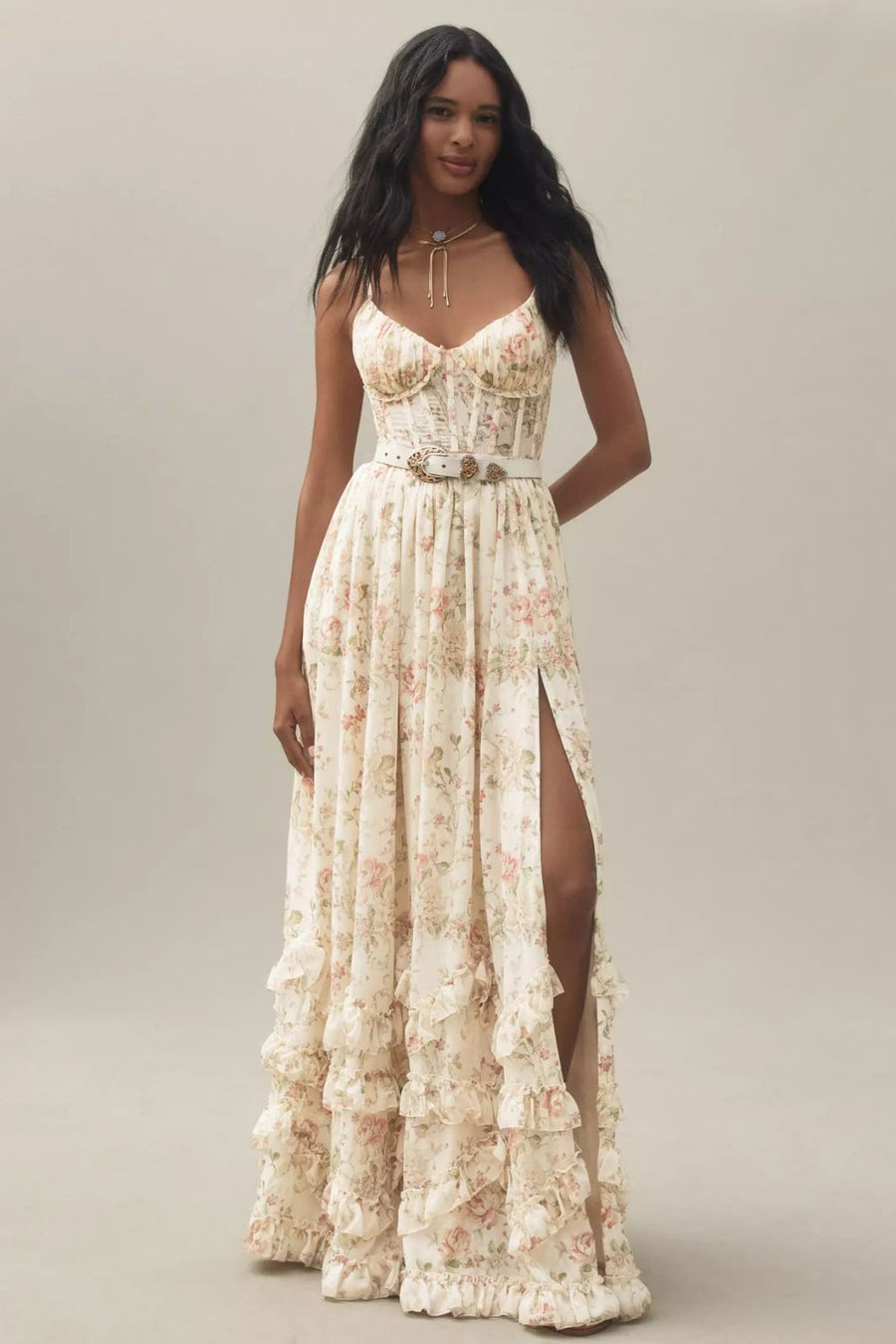 Women's Dress | Floral Print Maxi | Sleeveless | Summer - Pale Yellow