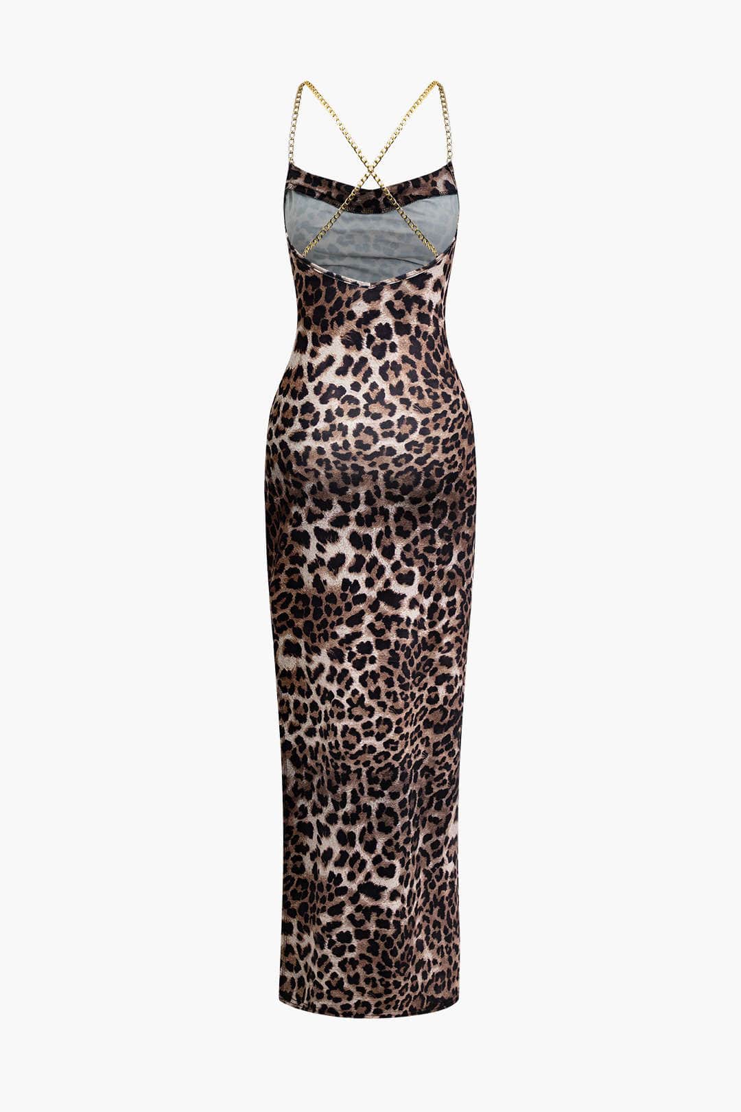 Women's Dress | Leopard Print | Maxi | Satin | High Slit | Evening
