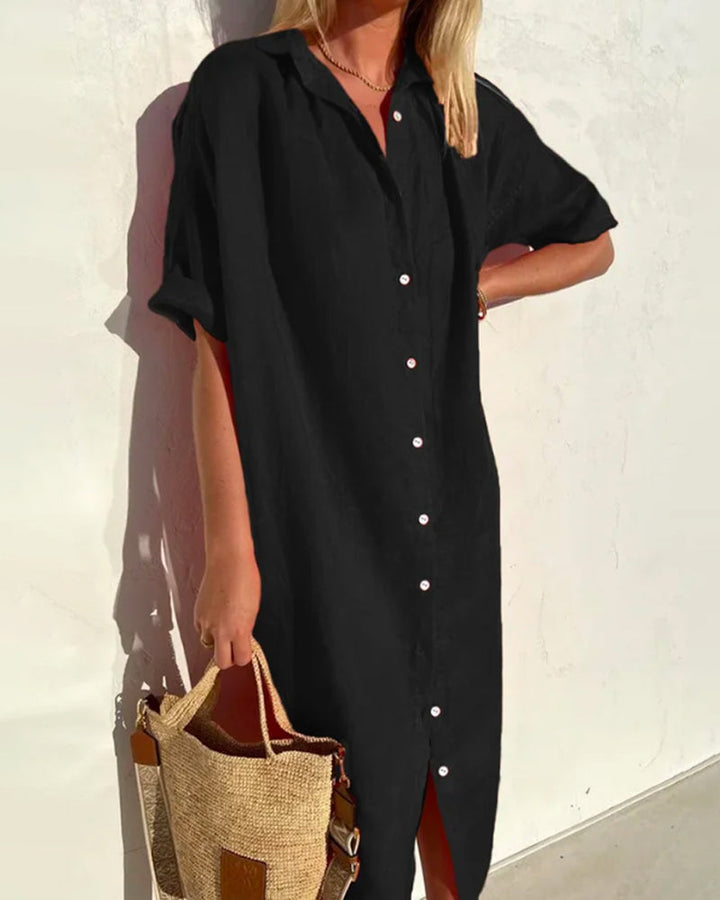 Women's Dress | Long Sleeve | Midi | Summer - Black
