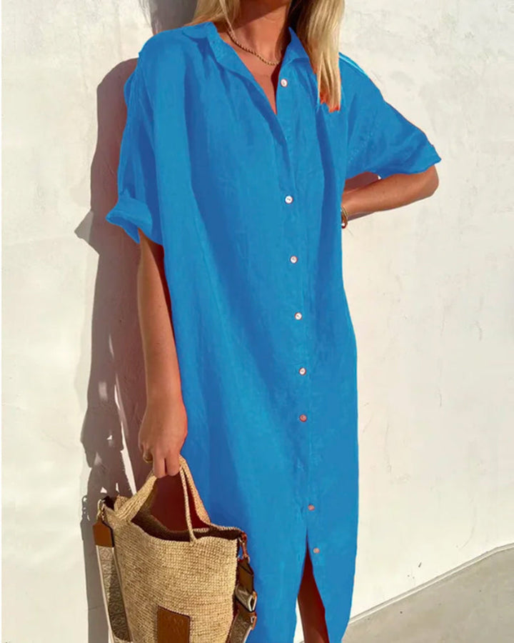 Women's Dress | Long Sleeve | Midi | Summer - Blue