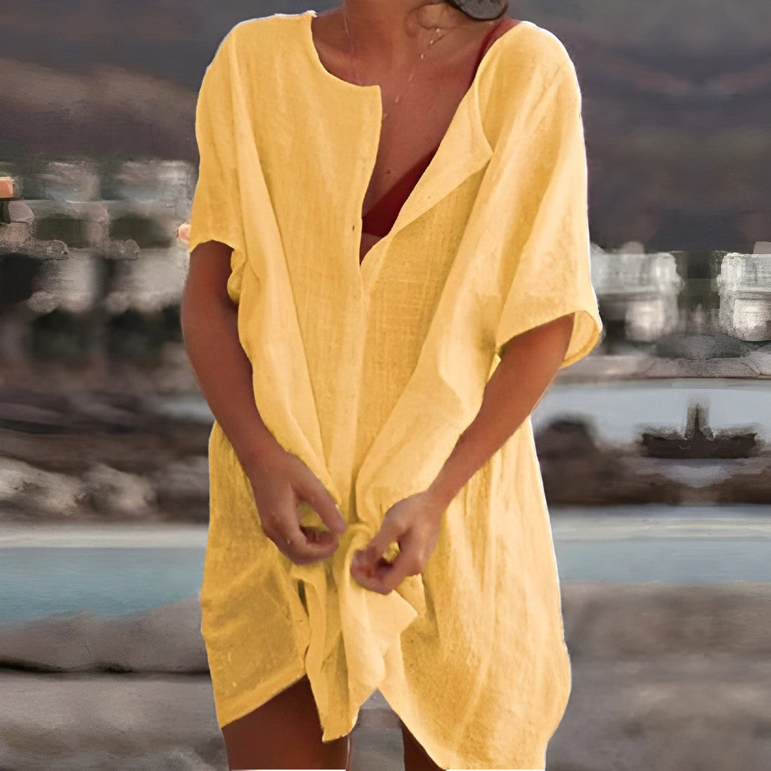 Women's Dress | Midi | Cotton Blend | Summer - Yellow
