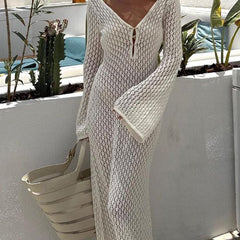Women's Dress | Midi | Open-Front | Crochet | Summer