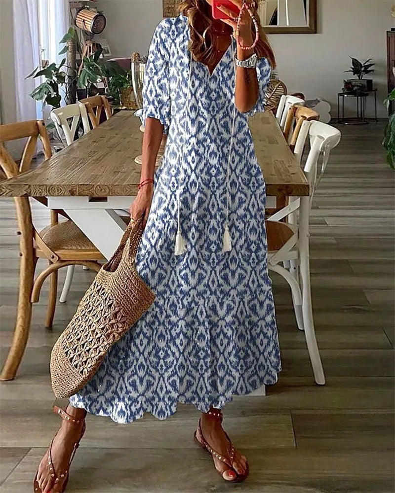 Women's Dress | Oversized Tassel Maxi | Summer - Multi