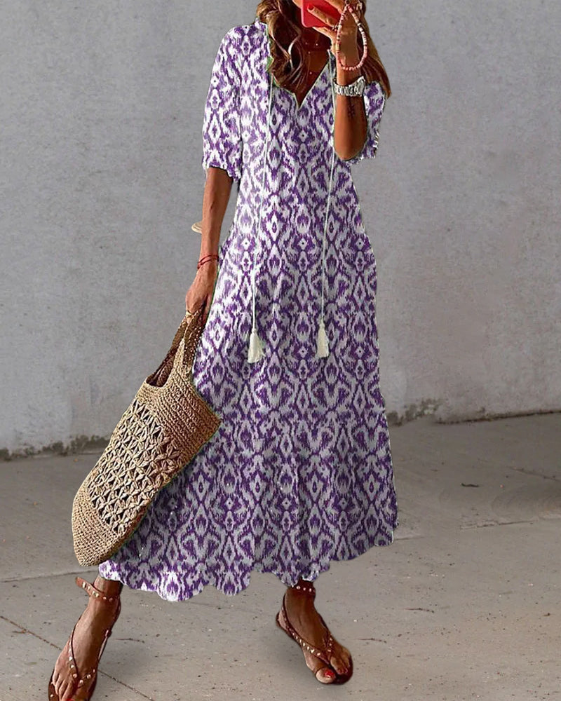 Women's Dress | Oversized Tassel Maxi | Summer - Sunset