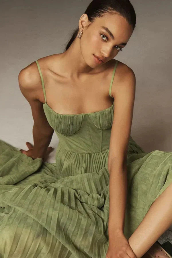 Women's Dress | Pleated Midi | Sleeveless | Summer