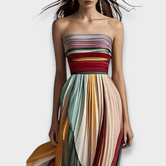 Women's Dress | Pleated Strapless | Maxi | Summer