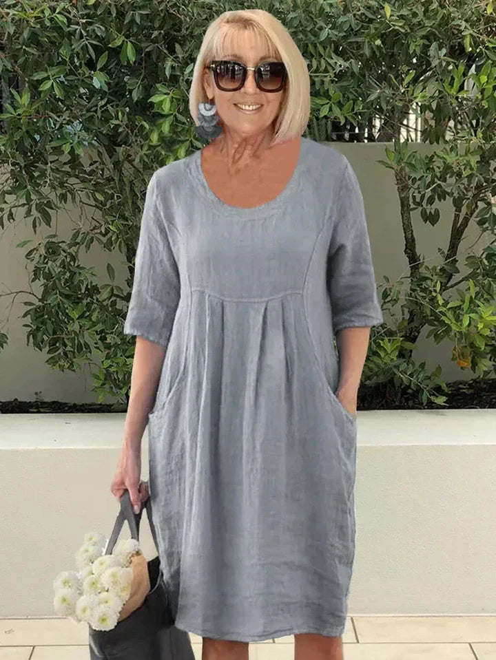 Women's Dress | Relaxed | Short Sleeve | Summer - Grey