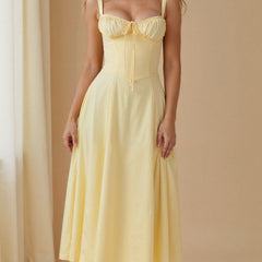 Women's Dress | Slim Fit | Slit Detail | Summer - Pale Yellow