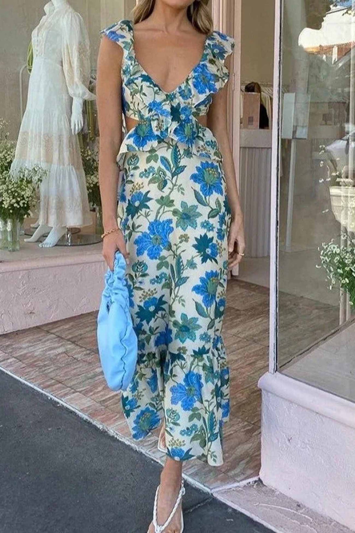 Women's Dress | Statement | Short Sleeve | Summer - Blue