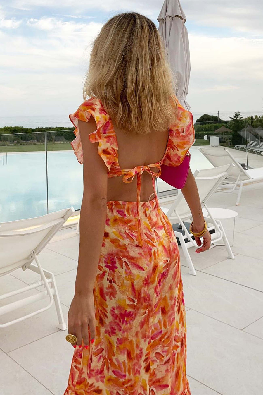 Women's Dress | Statement | Short Sleeve | Summer - Orange