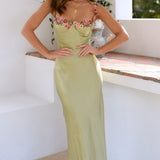 Women's Dress | Tailored Maxi | Thin Strap Design | Summer - Lime