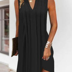 Women's Dress | V-Neck | Relaxed | Midi | Summer - Black