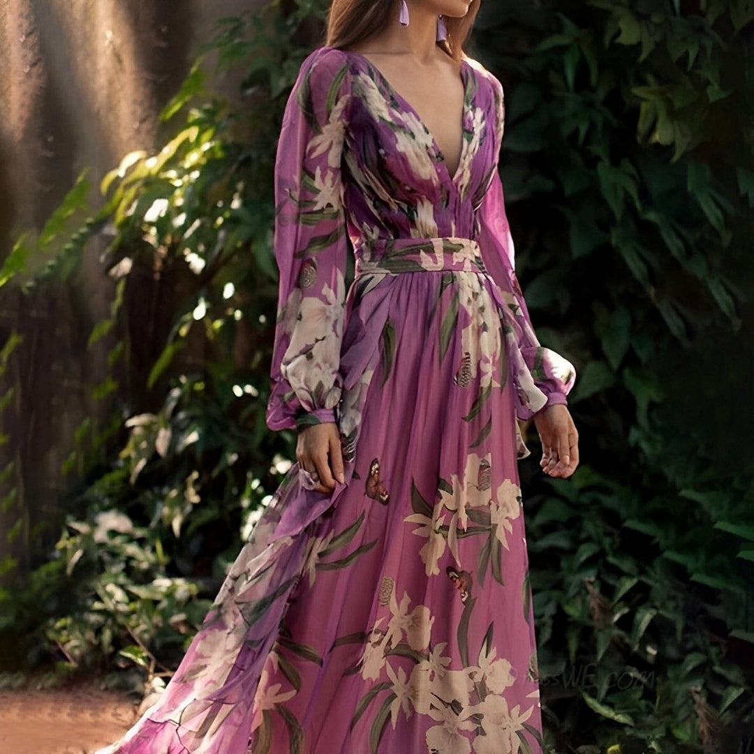 Women's Dress | Vintage | Long Sleeve | Purple | Spring