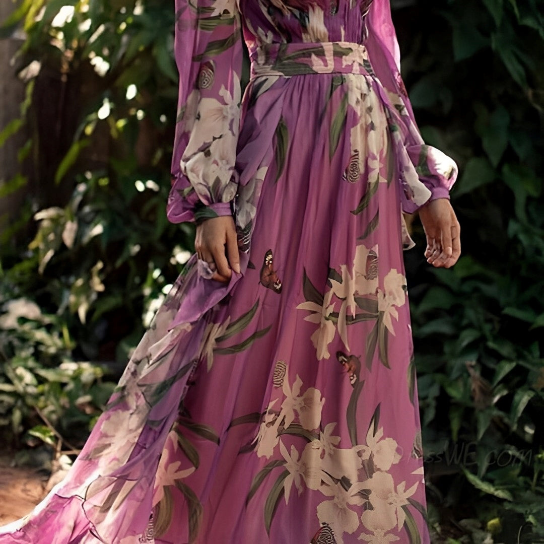 Women's Dress | Vintage | Long Sleeve | Purple | Spring