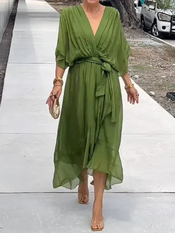 Women's Dress | Wrap Style | Midi | Summer - Green