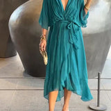 Women's Dress | Wrap Style | Midi | Summer - Navy