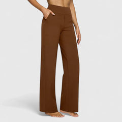 Women's Elastic Waist Pants - Comfortable Everyday Style | Spring - Brown