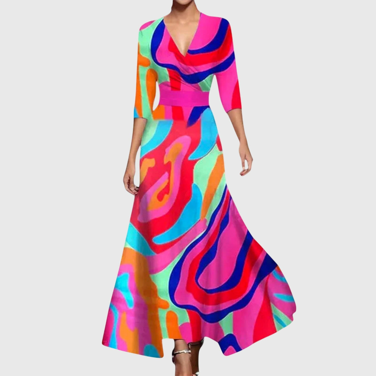 Women's Elegant A-Line Dress - Timeless Sophistication | Spring - Multi-Color