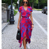Women's Elegant A-Line Dress - Versatile Everyday Style | Summer - Red Purple Blue