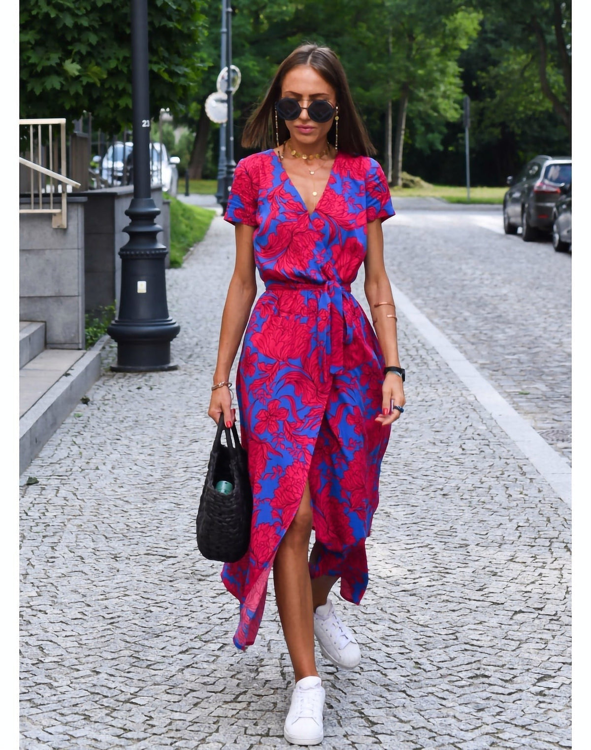 Women's Elegant A-Line Dress - Versatile Everyday Style | Summer - Red Purple Blue