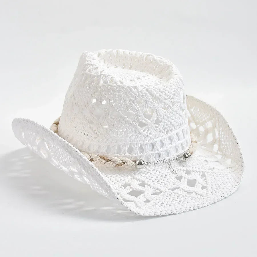 Women's Elegant Beach Hat with Shell Trim - Adjustable Fit | Summer