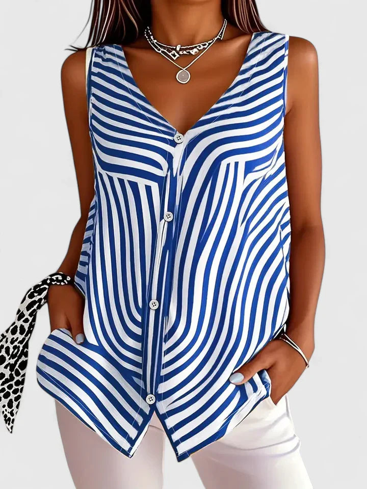 Women's Elegant Blouse - Lightweight Loose Fit | Summer - Blue