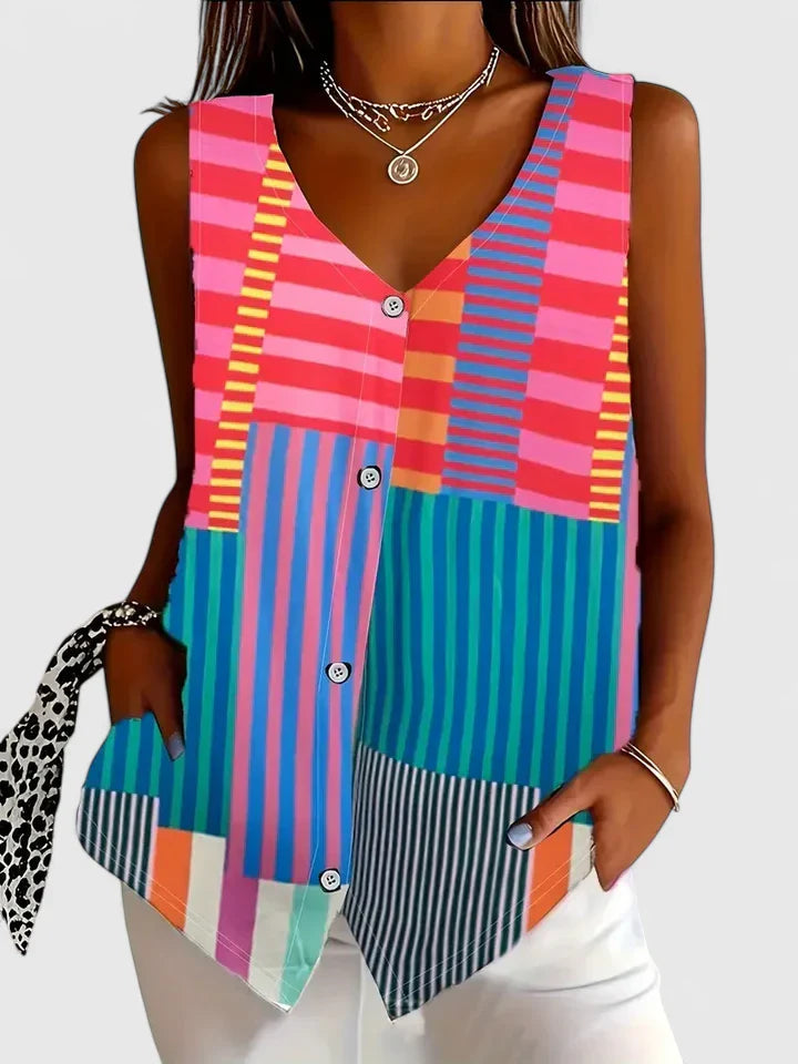 Women's Elegant Blouse - Lightweight Loose Fit | Summer - Multicolored