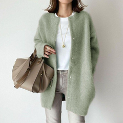 Women's Elegant Cardigan | Cotton Blend | Autumn - Green