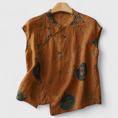 Women's Elegant Drape Top - Timeless Versatile Blouse | Summer - Brown