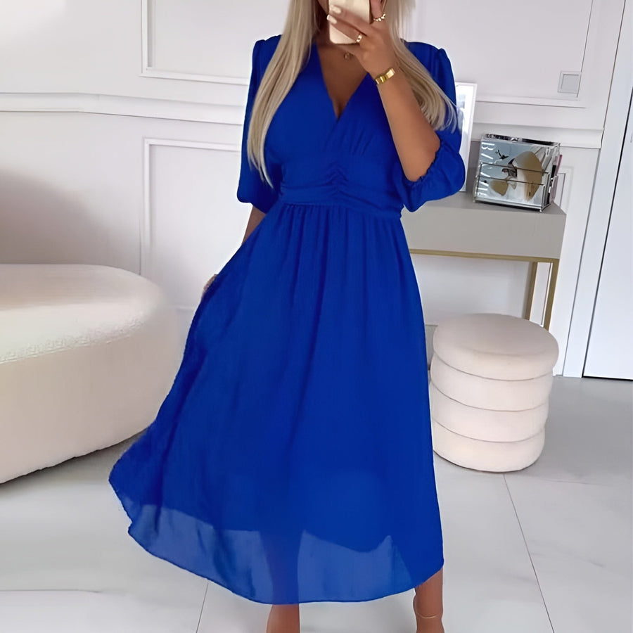 Women's Elegant Dress | V Neck | Three Quarter Sleeve | Summer