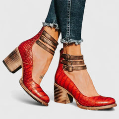 Women's Elegant Heels - Sophisticated Comfort Shoes | Autumn - Limited Edition Red